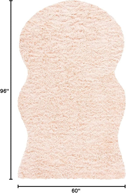 SAFAVIEH Faux Sheep Skin Collection 5' x 8' Light Pink FSS115U Silken Glam 2.35-inch Thick Area Rug