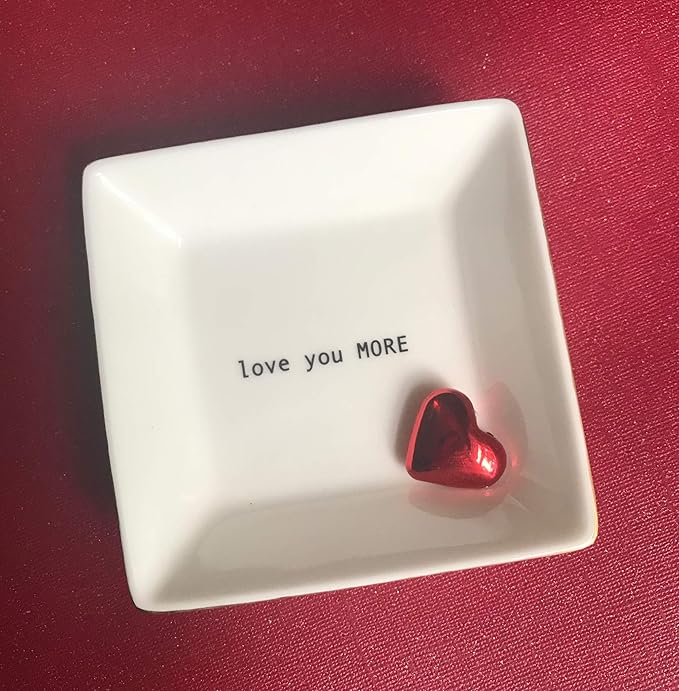 Simply Charmed Love You More Christmas Gift | Husband and Wife Ring Dish | Jewelry Ring Holder | Elegant Trinket Tray Organizer Dish | Gift for Loved One