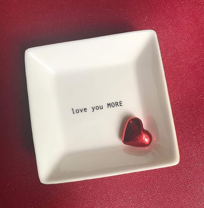 Simply Charmed Love You More Christmas Gift | Husband and Wife Ring Dish | Jewelry Ring Holder | Elegant Trinket Tray Organizer Dish | Gift for Loved One