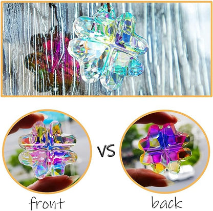H&D HYALINE & DORA 45mm Hanging Crystal Four Leaf Clover Chandelier Prism Pendant Suncatcher for Window, Fengshui Hanging Ornament, Rainbow Maker