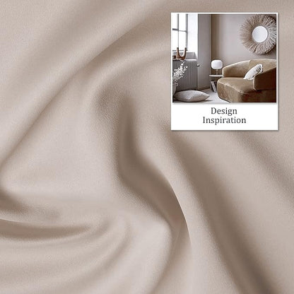 DUALIFE Warm Taupe Room Darkening Curtain Panels - Light Blocking Privacy Sliding Door Closet Curtain Covers for Bedroom/Dining Room, 34 by 80 Inches Long, 2 Panels