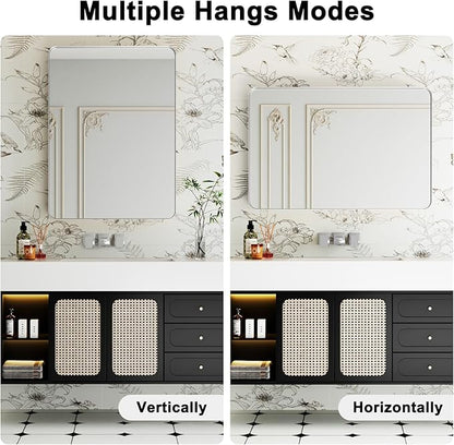 Bathroom Mirrors for Over Sink,2Pcs 24x36Inch Vanity Mirrors for Wall,Silver Metal Frame Rectangle Mirrors for Bathroom, Farmhouse,Restroom,Hangs Horizontally or Vertically