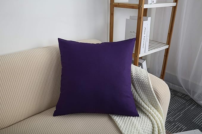 TangDepot Handmade Decorative Solid 100% Cotton Canvas Throw Pillow Covers/Pillow Shams, (28" x28" , Purple, 1 Count (Pack of 1))
