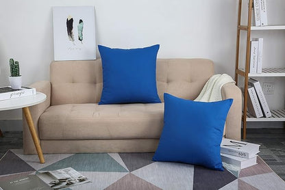 TangDepot Handmade Decorative Solid 100% Cotton Canvas Throw Pillow Covers/Pillow Shams, (26"x26", Bright Royal)