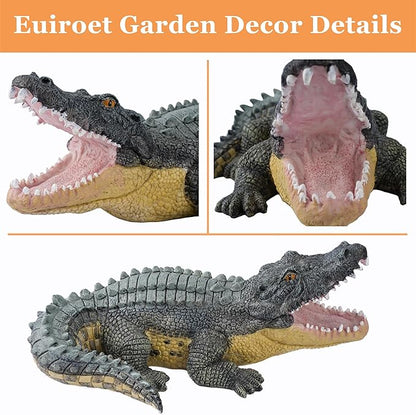 13" Real Crocodile Statue, Outdoor Lawn Crocodile Sculpture,Garden Sculptures & Statues Ornament, Pond Animal Statues, Crocodile Decor Perfect for Home Garden, Patio, Backyard