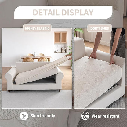 Couch Covers for Sectional Sofa, Washable Stretch Soft Sofa Cushion Covers L Shape Sofa Slipcovers Anti Slip Furniture Decor Protector for Pets (1PC LoveSeat Cushion Cover,Ivory)