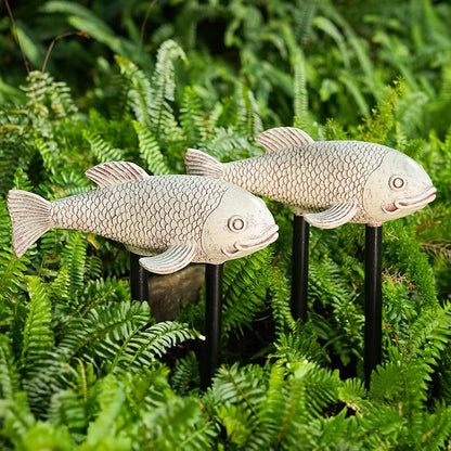 Set of 2 Koi Fish Decor, Large Outdoor Garden Statues, Pond Accessories, Yard Decor, Real Fish Sculpture Art, Koi Pond Kit, Statues for Yard Ornaments Sculpture Garden for Outdoors