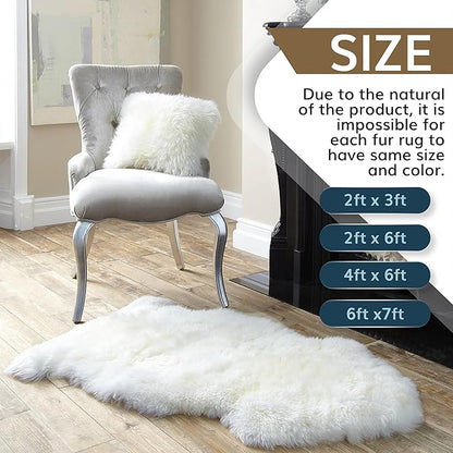 WaySoft New Zealand Sheepskin Area Rug – Genuine Fluffy Wool, Multiple Sizes, Bedroom or Living Room Decor(2ft x 3ft,Umber)