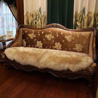 Genuine Sheepskin Rug New Zealand Fluffy Lambskin Rug, Natural Luxury Sheepskin Throw for Bedroom Living Room Children's Room - Premium Area Rug Chair Cover (2×6 Feet, Worm Brown)