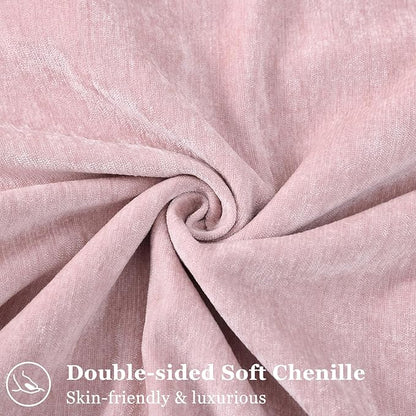 decorUhome Spring Couch Throw Pillow Covers 16x16 Set of 2, Decorative Soft Velvet Neutral Chenille Pillow Covers with Elegant Design for Sofa Bed Living Room Home Decor, Blush Pink