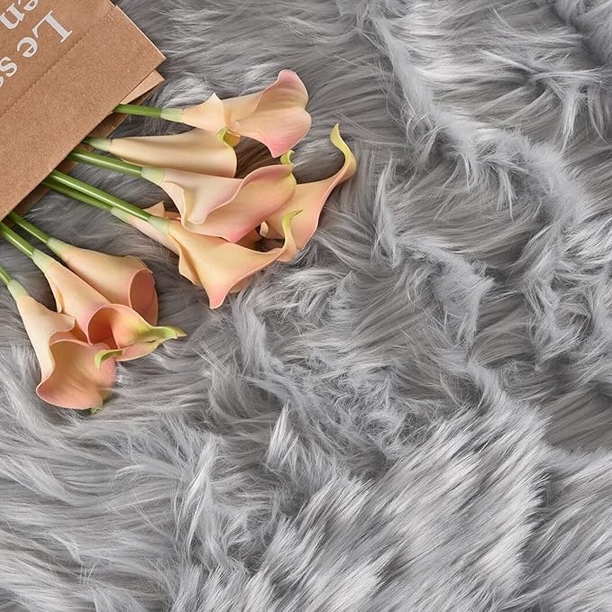 Latepis Gray Rugs for Living Room 5x6.7 Fluffy Shag Rug Washable Faux Fur Fuzzy Shaggy Rug for Bedroom Dorm Throw Rugs Home Decor Rectangle