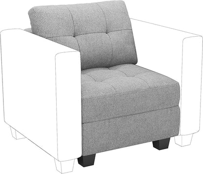 Belffin Middle Module Seat for Modular Sofa Sectional Couch with Storage Accent Armless Sofa Chair Modern Fabric Light Grey