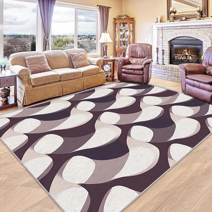 Abstract Rug 5x7 - Abstract Area Rug, 5x7 Rug, Contemporary Rug & Home Decor, Modern Carpet & Room Decor, Washable Non Slip Anti Skid Rugs