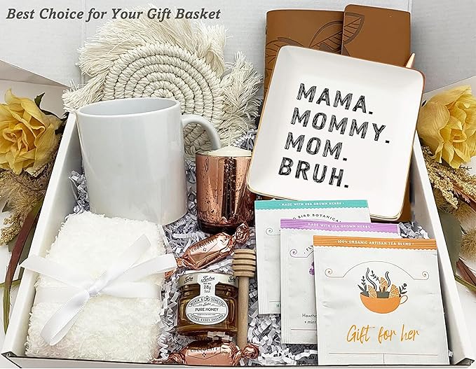NZY Mother's Day,Birthday,Thanksgiving,New Year,Christmas Gifts for Mother,Funny Mom Gift from Daughter Son,Best Friend Mother-Ceramic Jewelry Tray Trinket Holder Ring Dish-Mama Mommy Mom Bruh