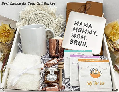 NZY Mother's Day,Birthday,Thanksgiving,New Year,Christmas Gifts for Mother,Funny Mom Gift from Daughter Son,Best Friend Mother-Ceramic Jewelry Tray Trinket Holder Ring Dish-Mama Mommy Mom Bruh