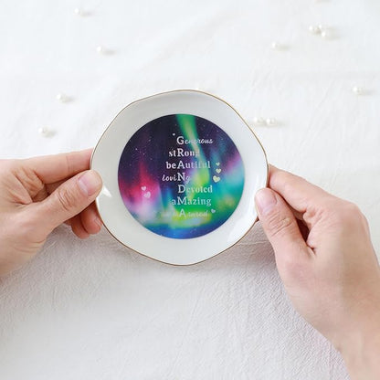 HOME SMILE Mother's Day Gifts for Nana From Grandkids Unique - I Love You Grandma Jewelry Ring Dish Tray with Dynamic Pattern Shifts for Grandmother