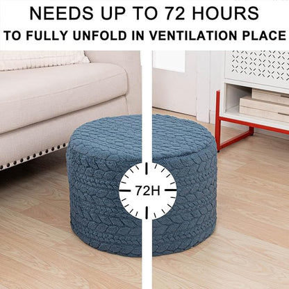 Round Pouf Ottoman 20 x 20 x 14 Inches Boho Poof Home Decor Floor Pouffe Ottoman Foot Rest for Couch Sofa Bean Bag Chairs Living Room Bedroom (Misty Blue)