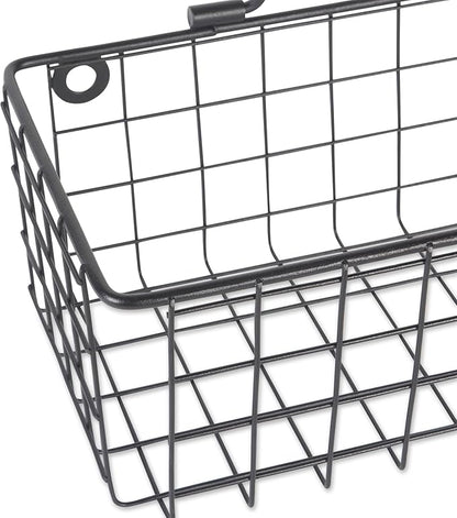 DII Farmhouse Vintage Décor, Wire Wall Basket, Assorted, Black, 2 Piece