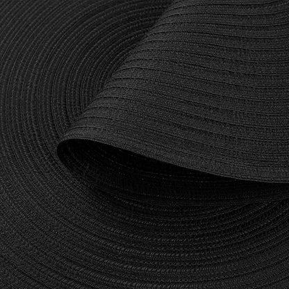 SHACOS Round Braided Placemats Set of 4 Heavy Cotton Polyester Washable Round Table Mats for Dining Tables 15 inch Non Slip Heat Resistant (Black, 4)