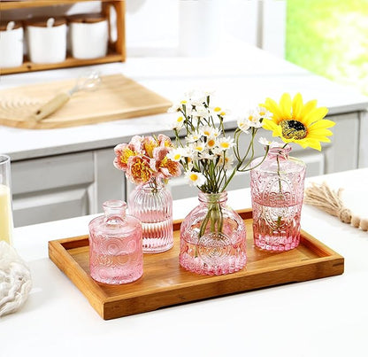 Glass Bud Vases Set of 48, Pink Vases for Centerpieces, Small Glass Vase for Flowers, Vintage Bud Vase in Bulk for Wedding, Party, Events, Reception, Home Decor