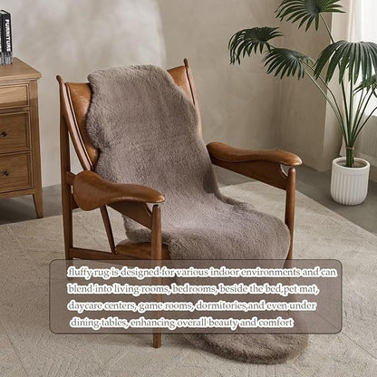 1700GSM Fuzzy Faux Sheepskin Fur Area Rug,Extra Soft Faux Fur Mat,Fluffy Shaggy Fur Rug for Bedroom Living Bedside Rug Room Decor-Taupe, 2 x 3 ft