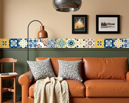 FLFK Wallpaper Border Tile Stickers Peel and Stick Wall Border for Kitchen Backsplash Bathroom Shower Room,7"x240"