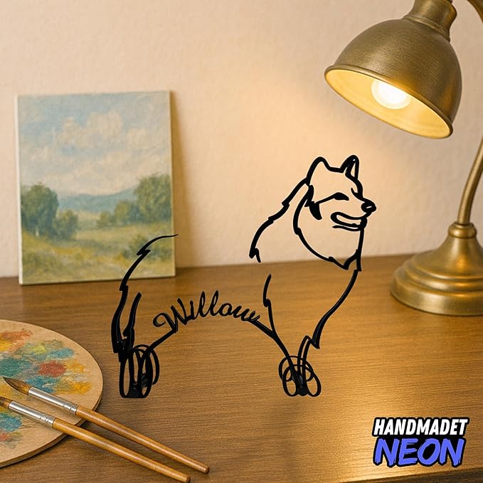 Personalized Samoyed Dog Minimalist Sculpture, Custom Pet Name Metal Desk Decor, Decorative Aesthetic Table Sign Gifts For Dogs Lovers, Kids Room, Home Office Decorations