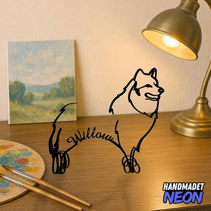 Personalized Samoyed Dog Minimalist Sculpture, Custom Pet Name Metal Desk Decor, Decorative Aesthetic Table Sign Gifts For Dogs Lovers, Kids Room, Home Office Decorations