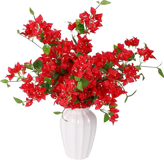10PCS Bougainvillea Artificial Flowers 30" Silk Fake Bougainvillea Branches Faux Flowers Vines for Home，Garden，Wedding，Party，Indoor and Outdoor，Floral Arrangement and DIY Decor（red）