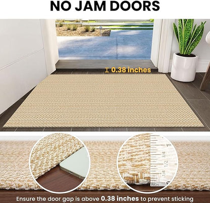 IOHOUZE Washable Exrea Long Hallway Runner Rug 3x18 Non Slip Rubber Backed Kitchen Runner Entryway Runner Indoor, Woven Rug Carpet for Kitchen Hall Entryway Stair, Warm Beige/Orange/Apricot