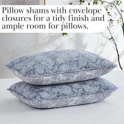 Southshore Fine Living, Inc. Paisley Quilt Queen Size Bedding Set, Full Size Quilted Coverlet, Boho Bedspreads Queen Size Set with Two Matching Pillow Shams, Full/Queen, Reversible Blue