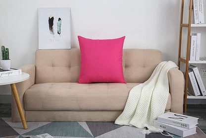 TangDepot Handmade Decorative Solid 100% Cotton Canvas Throw Pillow Covers /Pillow Shams, (18" x18" , Hot Pink, 1 Count (Pack of 1))