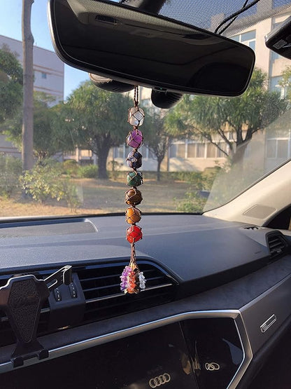 7 Chakras Healing Crystals Home Interior Decoration Car Hanging Ornaments Window Good Luck Home Decoration for Reiki Healing Good Luck Feng Shui Decorations (7 Chakra)