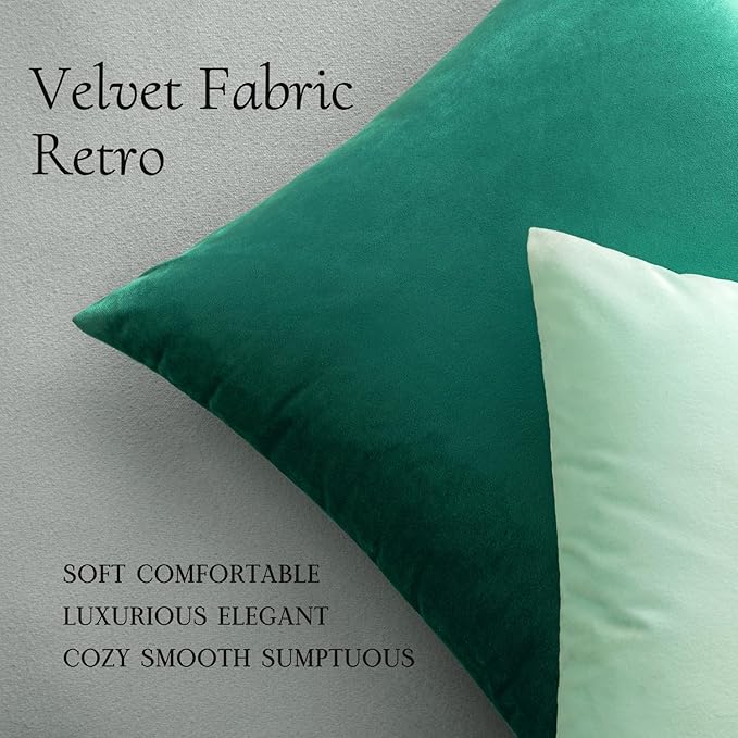 MIULEE Velvet Throw Pillow Covers 18x18 Inch, Pack of 2 - Mint Green, Soft Solid Decorative Pillow Covers Cushion Cases Modern Luxury Home Decor for Spring Couch Sofa Bedroom Livingroom