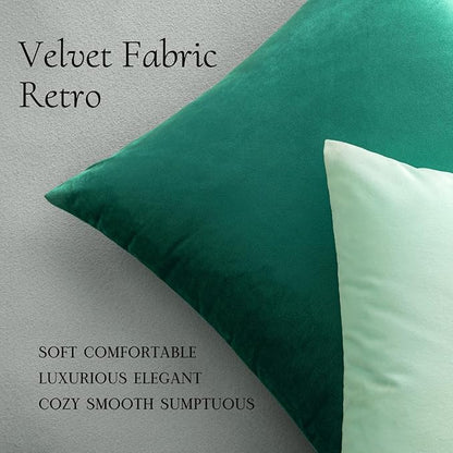 MIULEE Velvet Throw Pillow Covers 18x18 Inch, Pack of 2 - Mint Green, Soft Solid Decorative Pillow Covers Cushion Cases Modern Luxury Home Decor for Spring Couch Sofa Bedroom Livingroom