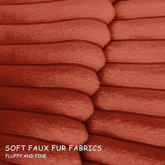 2 Pack 12x20 Pillow Cover Velvet Pillow Covers, Faux Fur Oblong Throw Pillow Covers for Living Room Decorations Throw Pillow Case, Throw Pillow Cover Cushion Cover for Home Sofa Bedroom Car, Rust