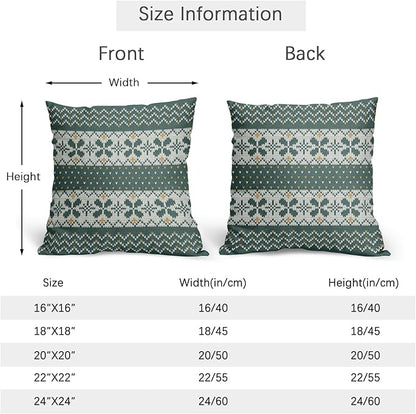 Dark Green Christmas Pillow Covers 20x20 Set of 2 Xmas Floral Pattern Rustic Decorative Outdoor Farmhouse Zipper Pillowcases Decorations Winter Holiday Throw Cushion Cover Decor for Couch Sofa Bed