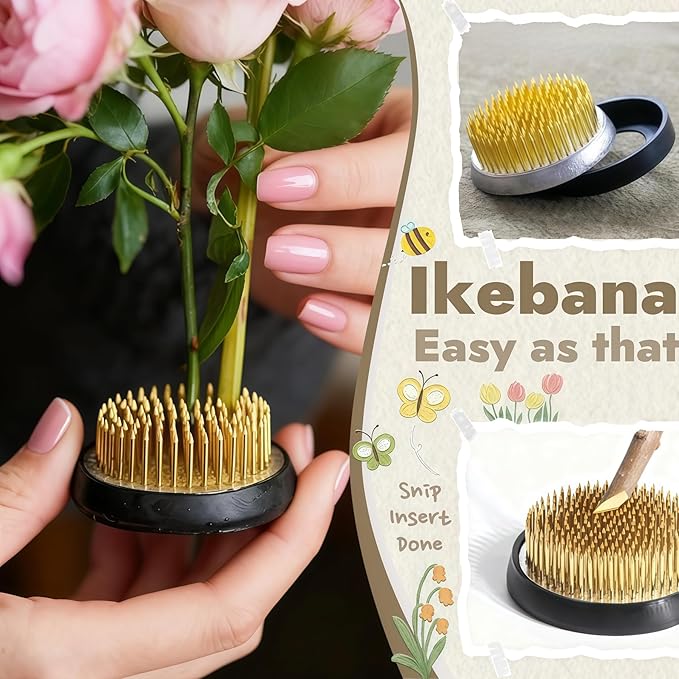 Ceramic Flower Pot Flower Arrangement Set Japanese Ikebana Floral Art Supplies Handmade Flower Bowl Decorative Flower Vase for Centerpieces (Small Black)