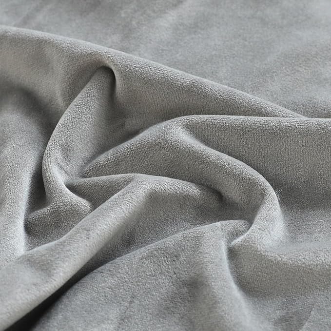 LIGICKY Set of 2 Grey Velvet Throw Pillow Covers Modern Minimalist Style Solid Decorative White Rope Edging Soft Square Cushion Cases for Sofa Bedroom Party Décor, 20 x 20 inch