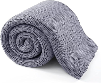 Guohaoi Knitted Weighted Blanket for Adults (Light Grey 60"x80" 15lbs) No Beads Cooling Throw Blanket for Hot Sleepers, Home Decor Breathable Chunky Knit Heavy Blanket Use on Queen/King Size Bed