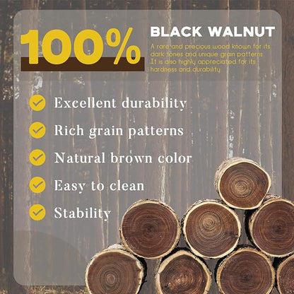 Wood Coasters with Holder, GOH DODD Set of 6 Walnut Wooden Coaster Tabletop Protection for Drinks Coffee Table Home Kitchen Office Bar Living Room Decor Housewarming Gifts Wedding Party
