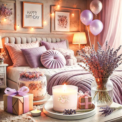 Scented Candles, Scented Candle Gift Set for Stress Relief, 3 Votive Candles for Women and Men, Birthday Candle Gifts for Women, Christmas Candles for Women (Pink + Purple + White, 7 oz)