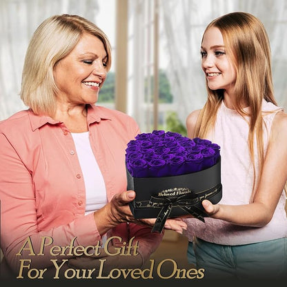 27 Preserved Flowers Rose Birthday Gifts for Women Her Mom Wife Girlfriend Grandma on Valentines Mothers Day Christmas Anniversary Romantic(Purple)