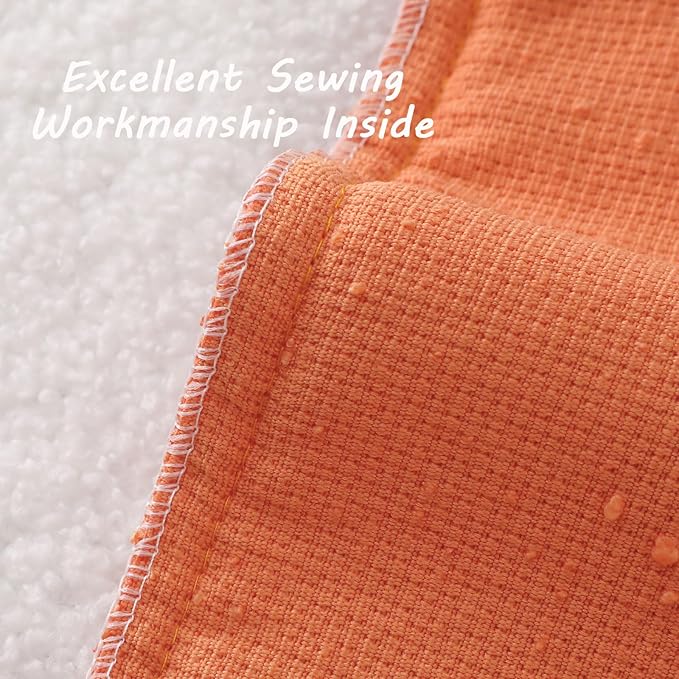 FUTEI Pack of 2 Orange Decorative Throw Pillow Covers 16x16 Inch Soft Cozy Solid Boucle Textured Cushion Case,Modern Home Decor for Couch Bed Living Room