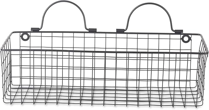 DII Farmhouse Vintage Décor, Wire Wall Basket, Assorted, Black, 2 Piece