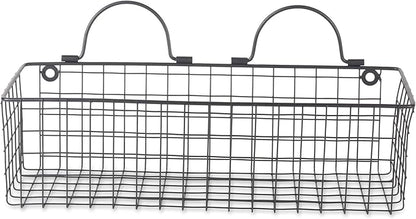 DII Farmhouse Vintage Décor, Wire Wall Basket, Assorted, Black, 2 Piece