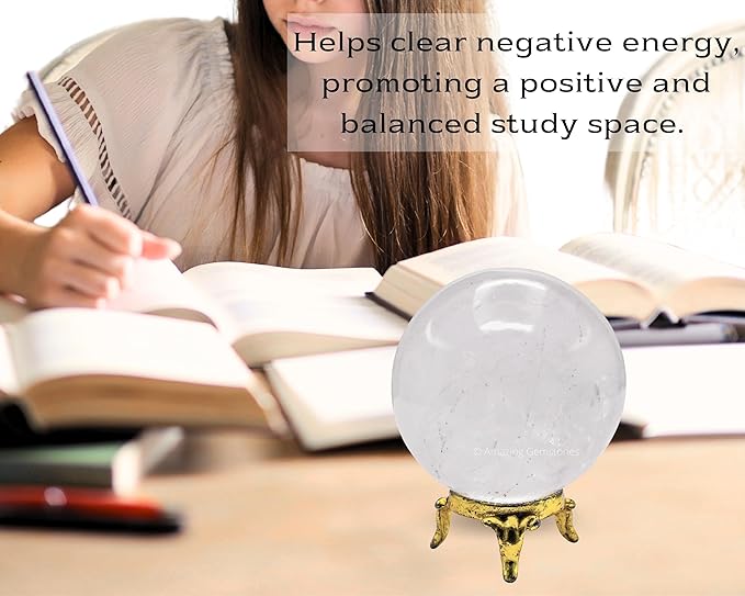 Amazing Gemstone Clear Quartz Crystal Ball with Stand - 2.5 Inches Large Crystal Sphere Meditation Balls for Witchcraft and Decorative Balls