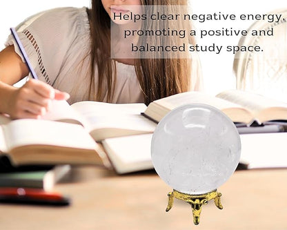 Amazing Gemstone Clear Quartz Crystal Ball with Stand - 2.5 Inches Large Crystal Sphere Meditation Balls for Witchcraft and Decorative Balls