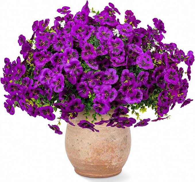 Artificial Flowers, 24 Bundles, Decorative Bouquets for Home, Wedding, Garden, Office Decor (Light Purple)