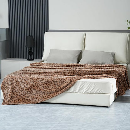 Viviland Fleece Blanket King Size Cheetah Print - 280GSM Lightweight Soft Fuzzy Cozy Plush King Blanket for Bed, 90x108 inches
